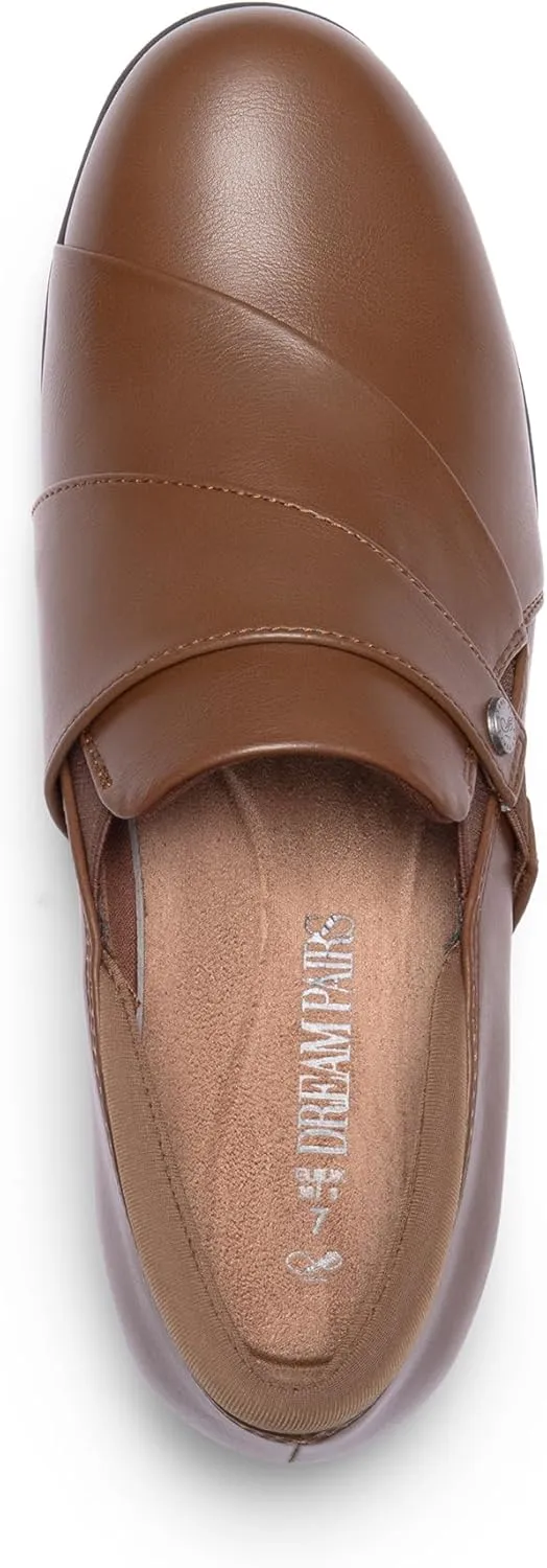 DREAM PAIRS Loafers for Women Slip-on Dressy Comfortable Business Casual Work Office Faux Leather Loafer Shoes with Arch Support
