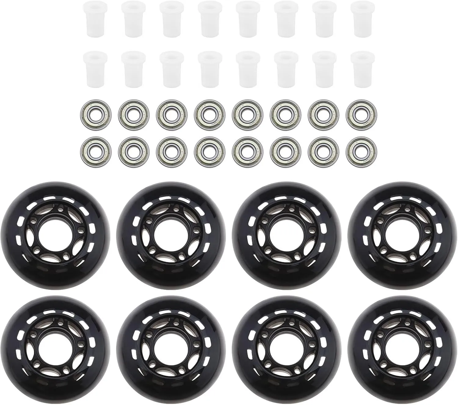 eMagTech 8PCS 64mm 82A Inline Skate Wheels with Bearings ABEC-7 Roller Skating Wheels Luggage Wheels Training Wheels for Indoor Outdoor Skating