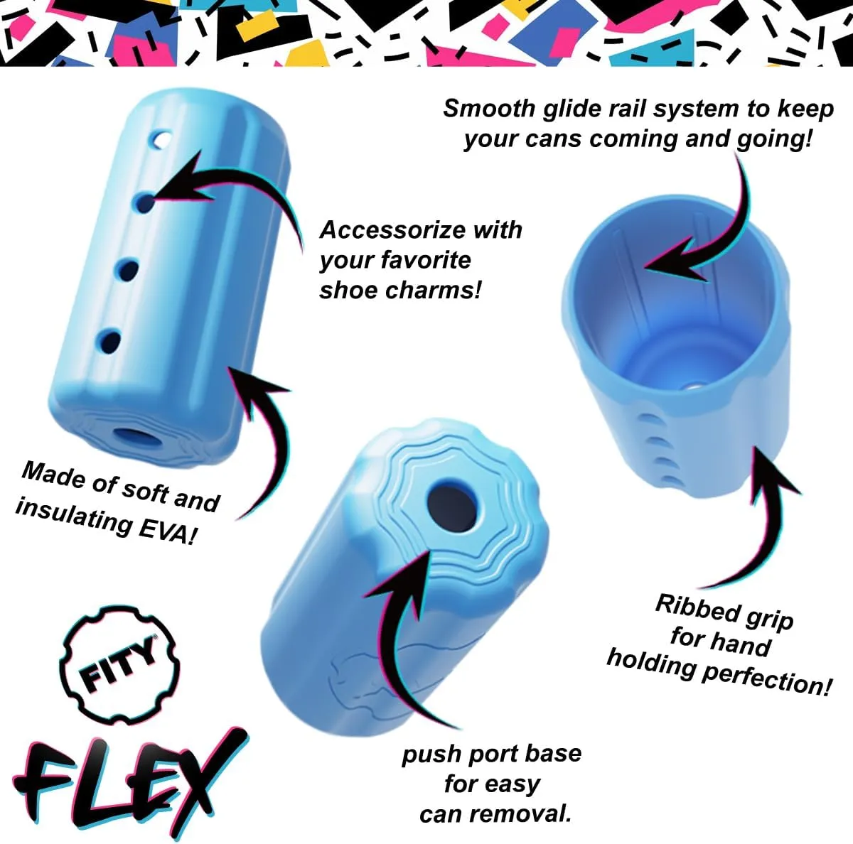 FITY Flex - Premium 2-in-1 Can Cooler for 12oz & 16oz Cans – Soft, Lightweight EVA Sleeve – Shoe Charm Compatible, Grippy Feel   Freezable Insert (Frost)