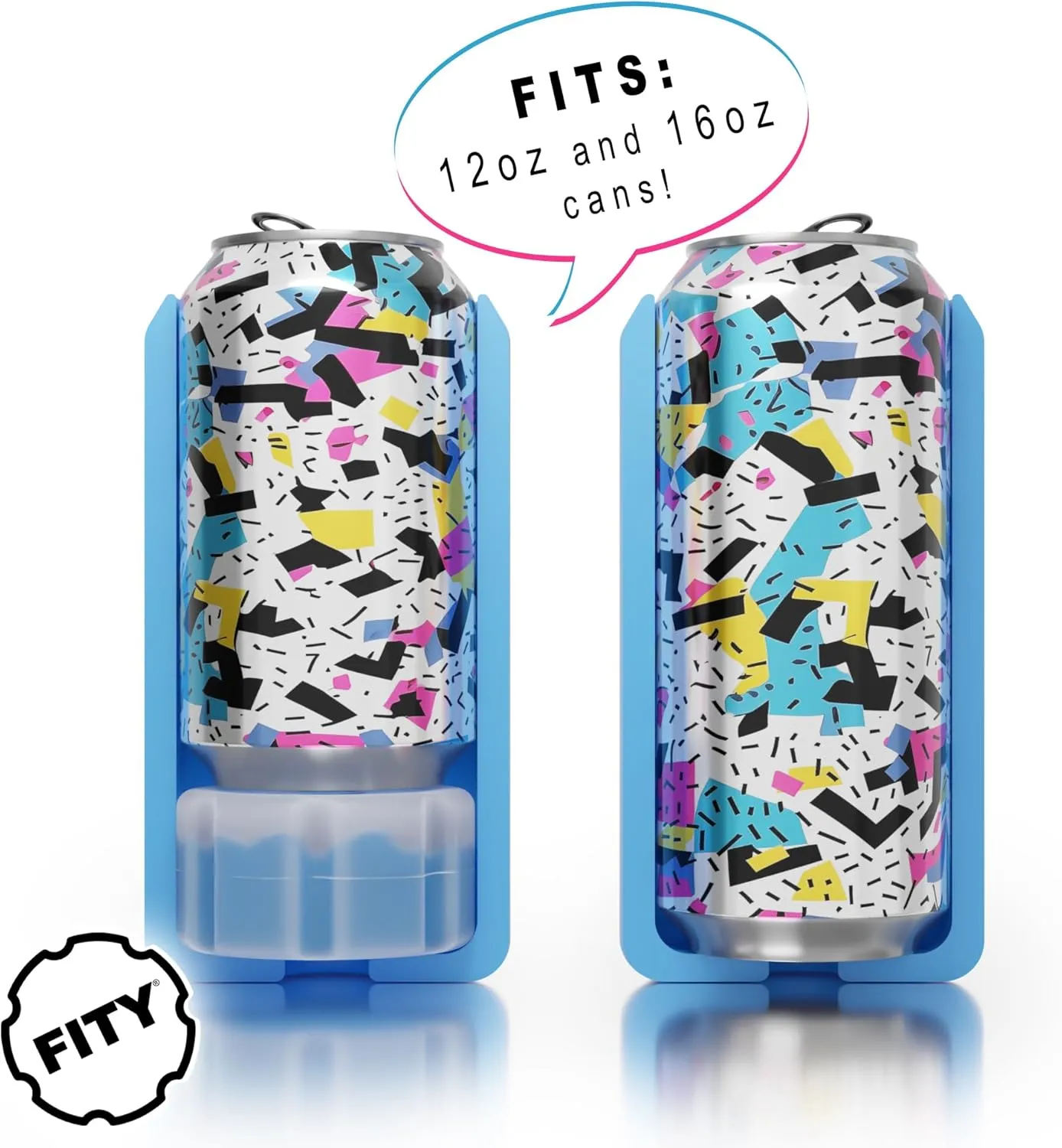 FITY Flex - Premium 2-in-1 Can Cooler for 12oz & 16oz Cans – Soft, Lightweight EVA Sleeve – Shoe Charm Compatible, Grippy Feel   Freezable Insert (Frost)