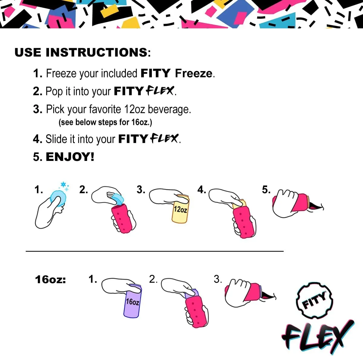 FITY Flex - Premium 2-in-1 Can Cooler for 12oz & 16oz Cans – Soft, Lightweight EVA Sleeve – Shoe Charm Compatible, Grippy Feel   Freezable Insert (Frost)