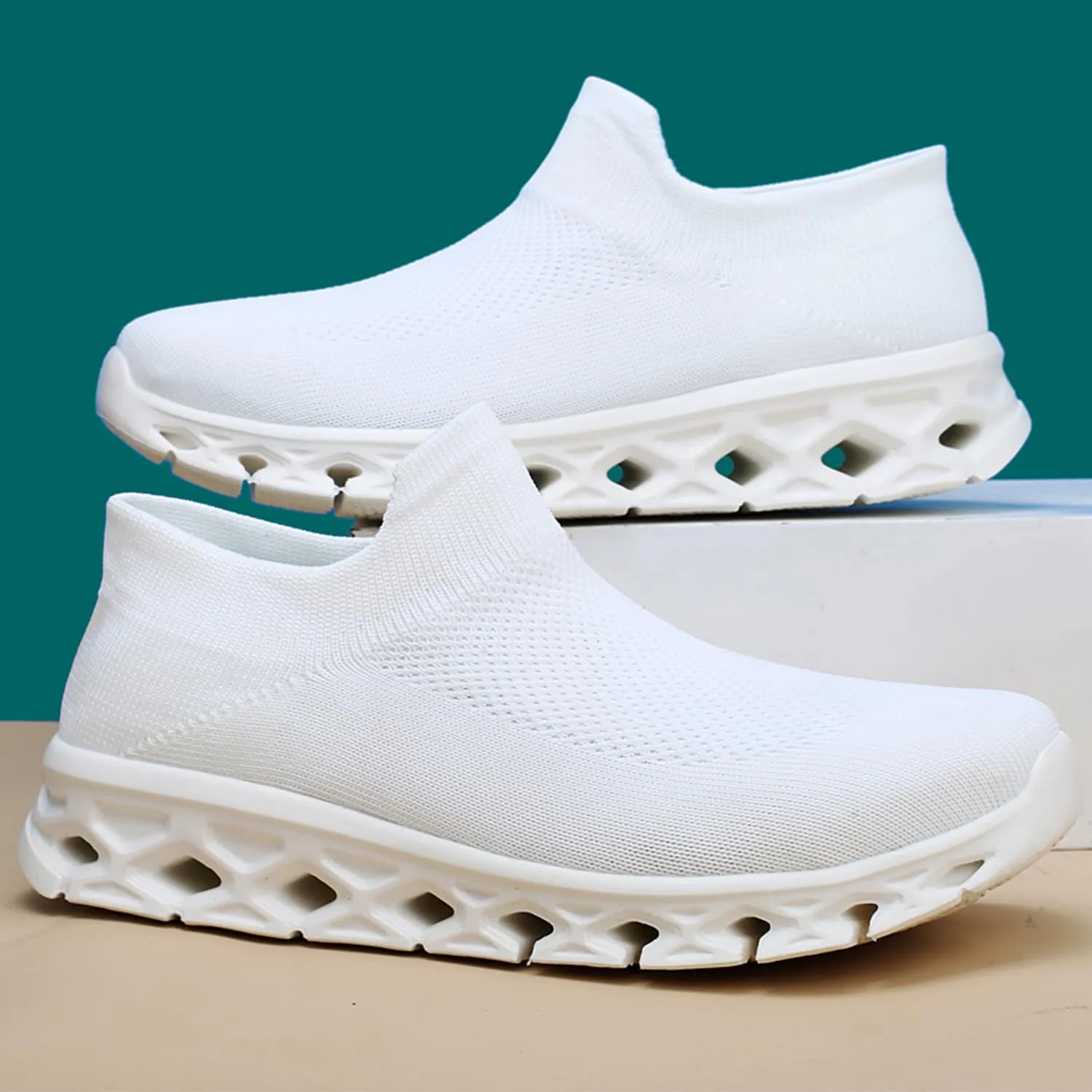 FLARUT Women's Walking Shoes Cushioning Loafer Sneakers Slip on Lightweight Mesh Sock Shoes