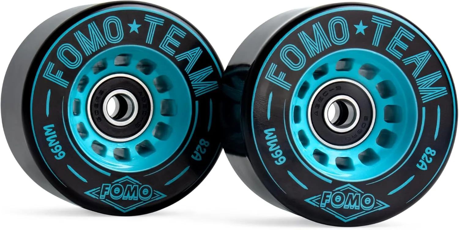 FOMOTEAM Roller Speed Skate Wheels Racing Wheels Outdoor or Indoor 66mm38mm with ABEC-9 Bearings Installed 82A (Set of 8)