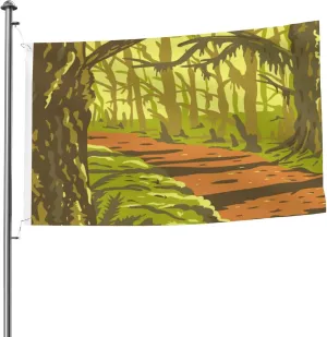 Forest Trail At Sunset Flag 5x8 Ft Heavy Duty Durable Double-Sided Outdoor Home Patio Yard Decorative Banner