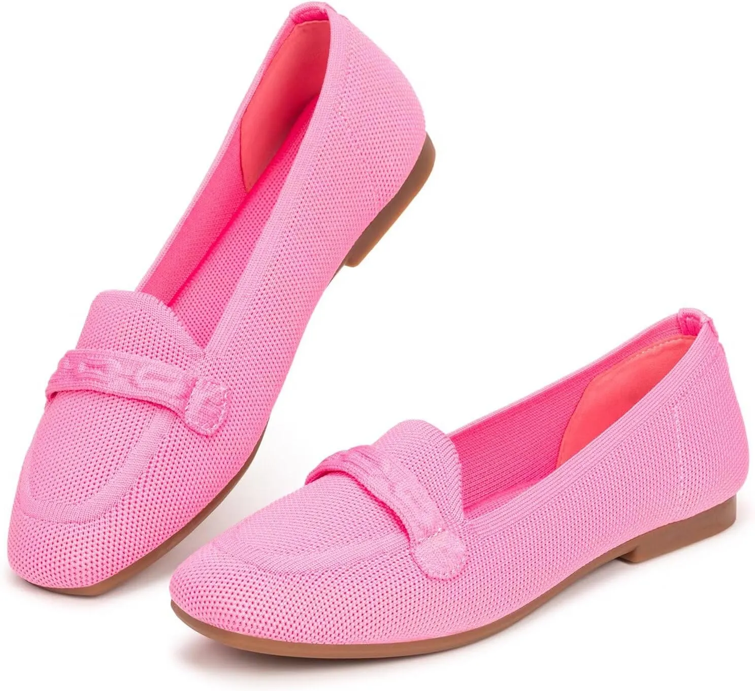 Frank Mully Women's Loafer Flats Square Toe Comfortable Office Work Shoes, Cute Penny Loafer Slip On Walking Driving Shoes