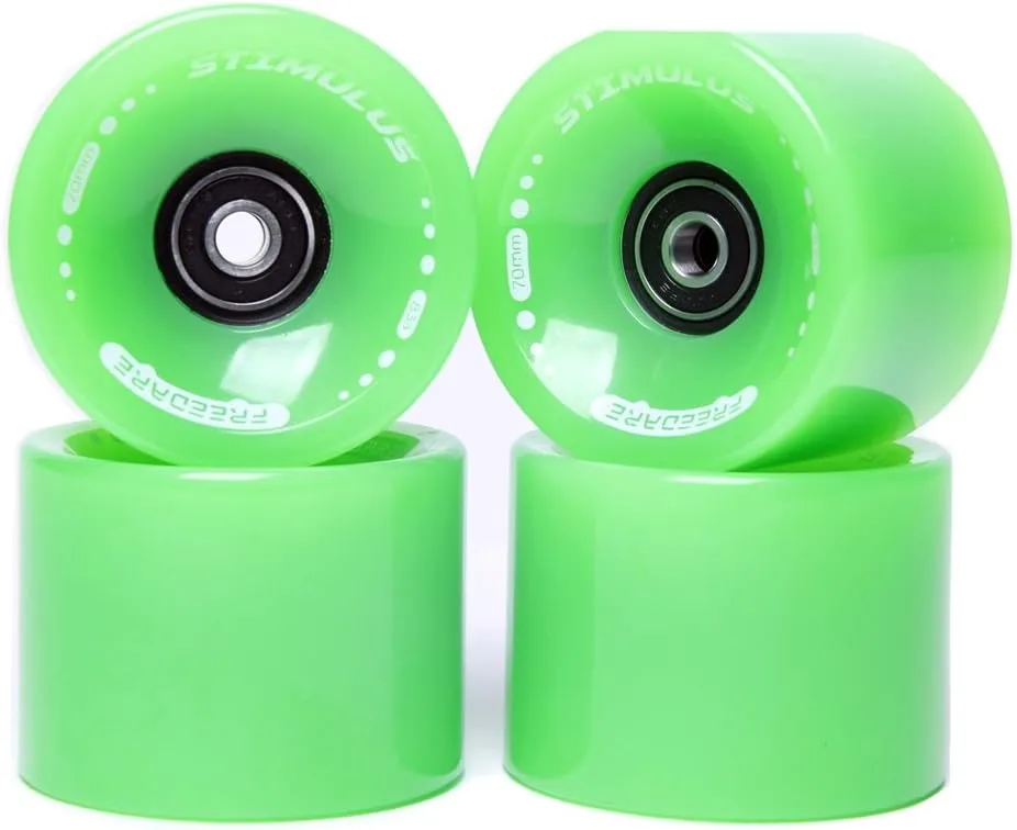 FREEDARE 70mm Longboard Wheels with ABEC-7 Bearings and Spacers(Set of 4)