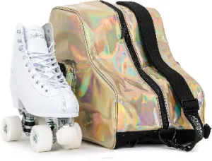 Fydelity- Retro Cute Roller Skate Bag for Women, Converts into Roller Skates Backpack –Heavy Duty Roller Skating Bag Fits Mens Ice Skate, Boys Inline Skates, Girls Figure Skates
