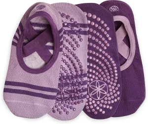 Gaiam Yoga Barre Socks - Grippy Non Slip Sticky Toe Grip Accessories for Women & Men - Pure Barre, Hot Yoga, Pilates, Ballet, Dance, Home