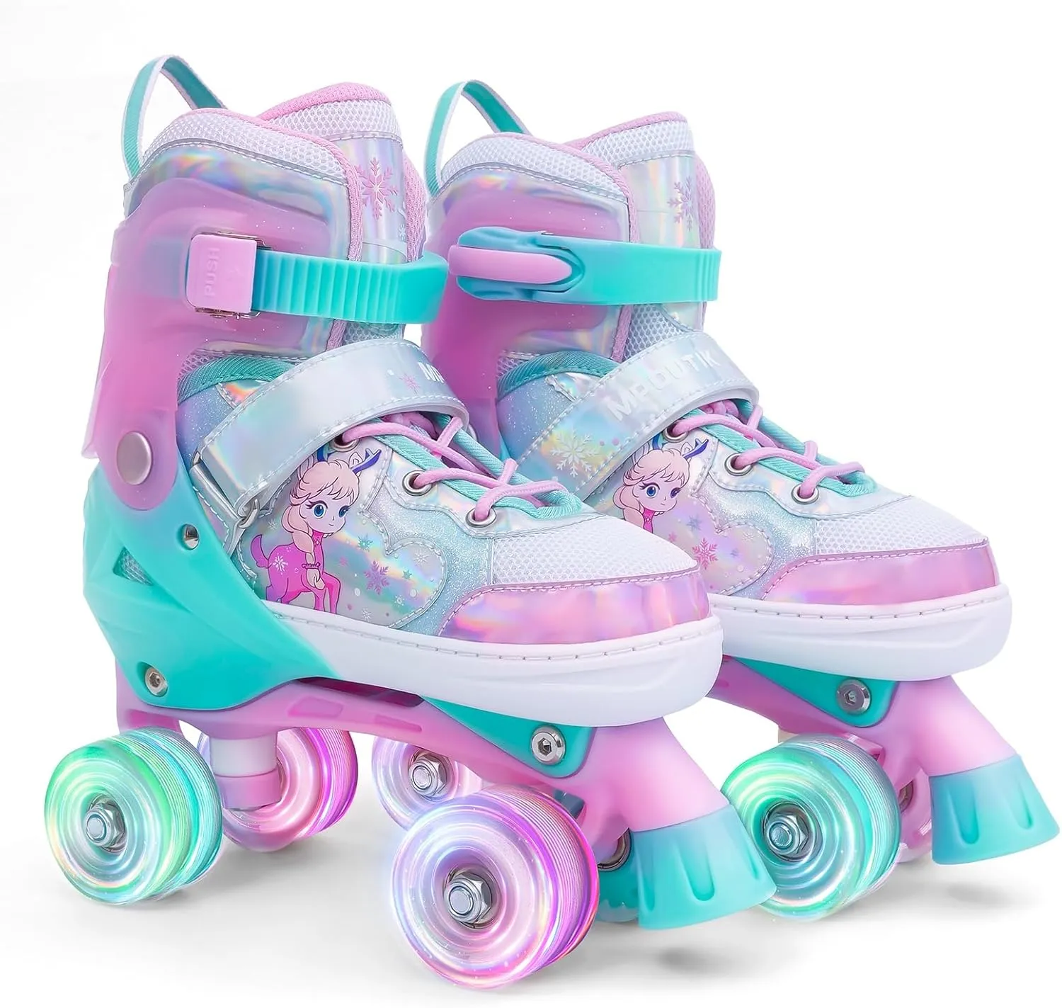 Girls Adjustable Roller Skates All Wheels Luminous Light Up Roller Skate Shoes for Kids Children