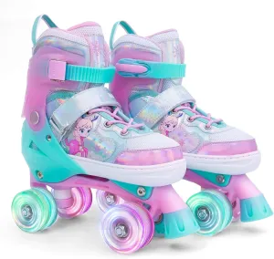 Girls Adjustable Roller Skates All Wheels Luminous Light Up Roller Skate Shoes for Kids Children