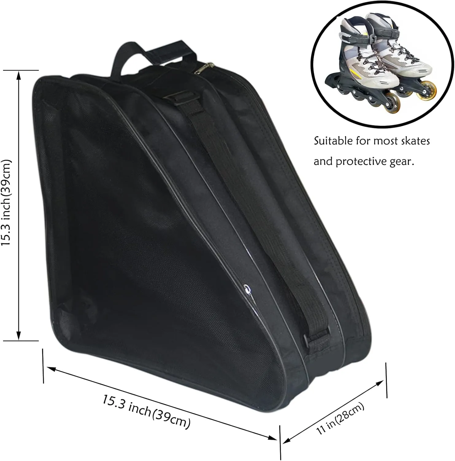 Gooyule Roller Skate Bag - Adjustable Shoulder Strap Ice Skate Bag for Girls, Boys & Adults - Large Capacity Fits Quad, Inline & Most Roller Skating Accessories