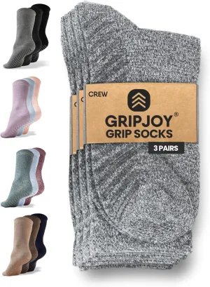 Gripjoy Non-Slip Socks for Women - Crew, 3 Pairs