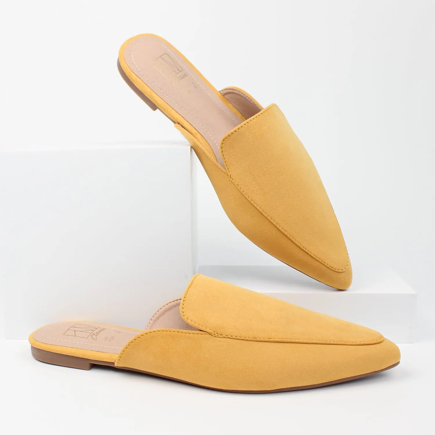 Hawkwell Women's Backless Slip on Slides Comfortable Loafer Shoes Flats Pointed Toe Mules