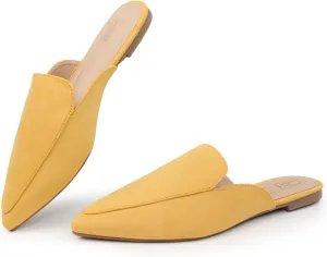 Hawkwell Women's Backless Slip on Slides Comfortable Loafer Shoes Flats Pointed Toe Mules