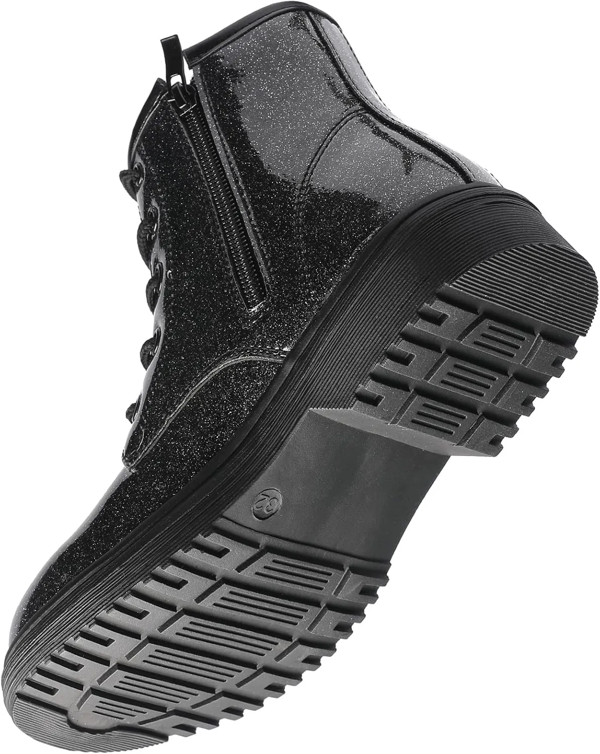 HIKLDK Girls Boots Glitter Combat Boot Winter Waterproof Side Zipper Lace-up Walking Shoes for Toddlers Little Kid szie