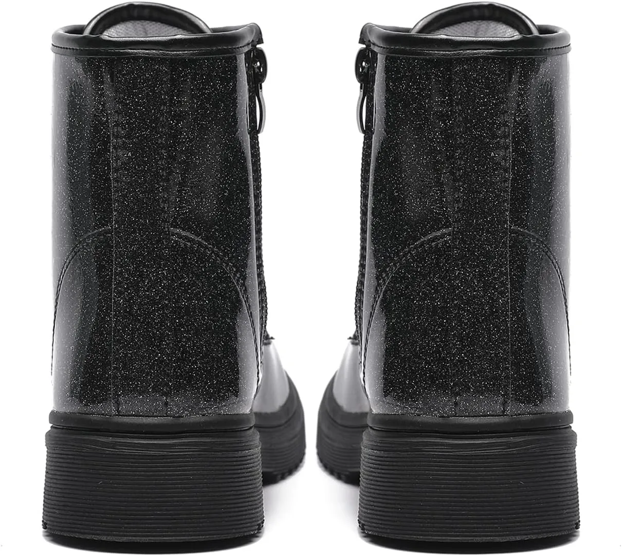 HIKLDK Girls Boots Glitter Combat Boot Winter Waterproof Side Zipper Lace-up Walking Shoes for Toddlers Little Kid szie