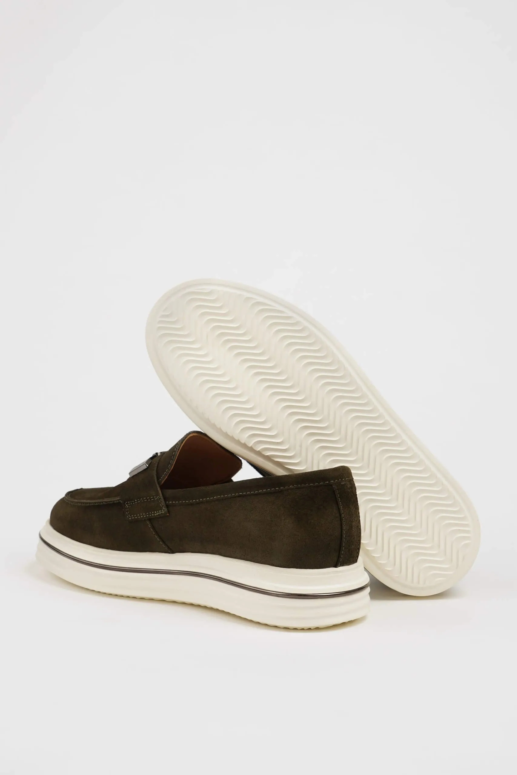 HolloShoe Khaki Nubuck Horsebit Loafers