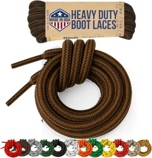 Honey Badger Boot Laces, USA Made Indestructible Shoelaces, Round Heavy Duty Bootlaces for Work & Hiking