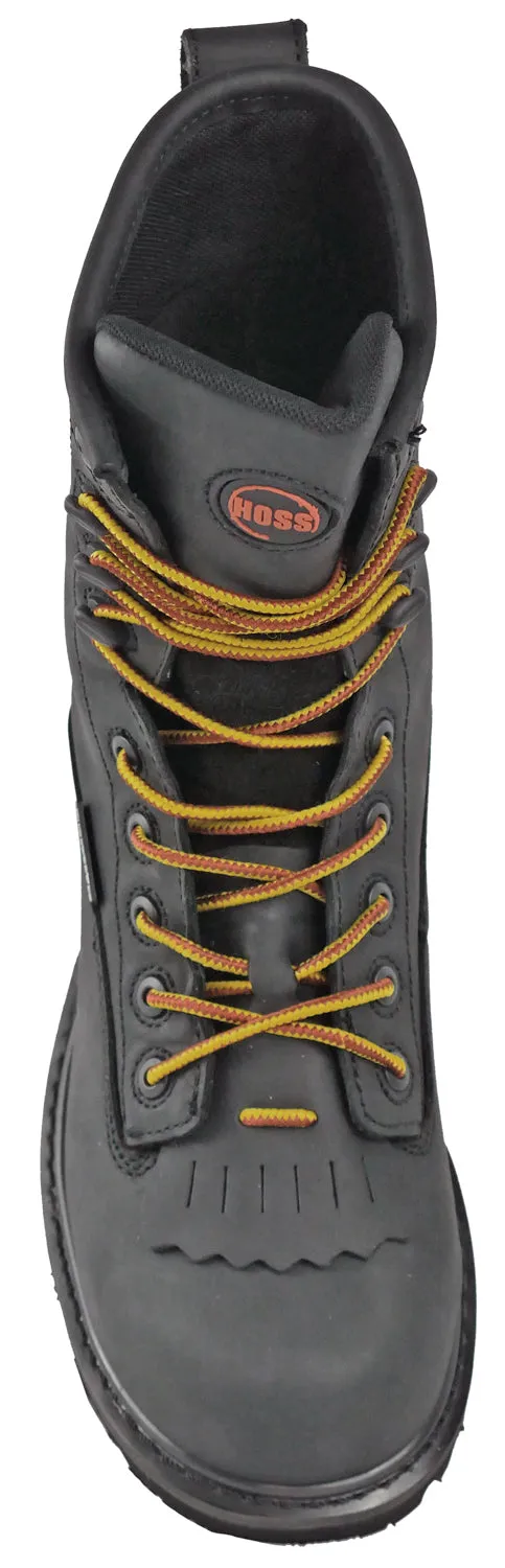 Hoss Boots Mens Cross Cut Logger Black Leather Work Boots