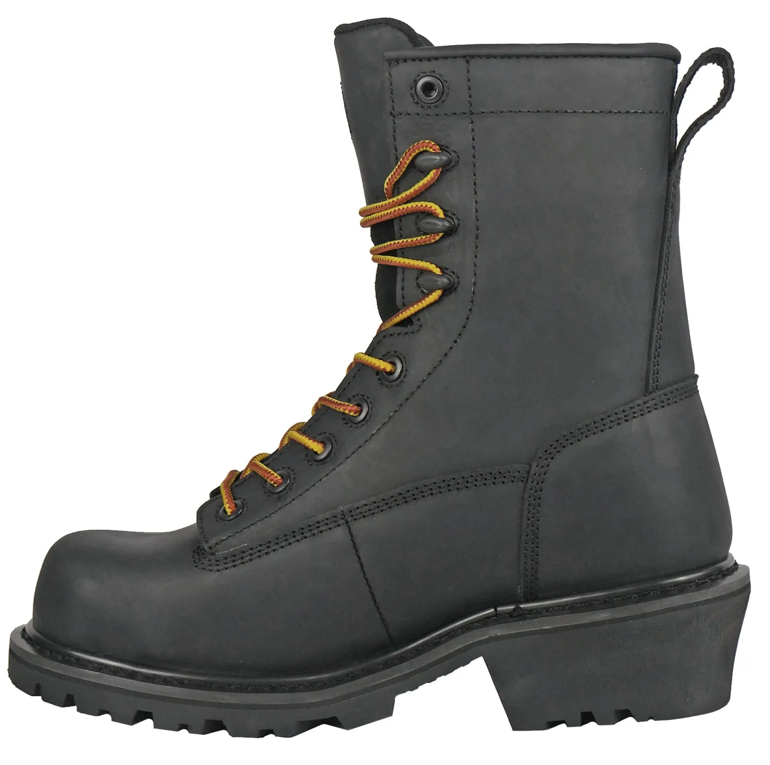 Hoss Boots Mens Cross Cut Logger Black Leather Work Boots