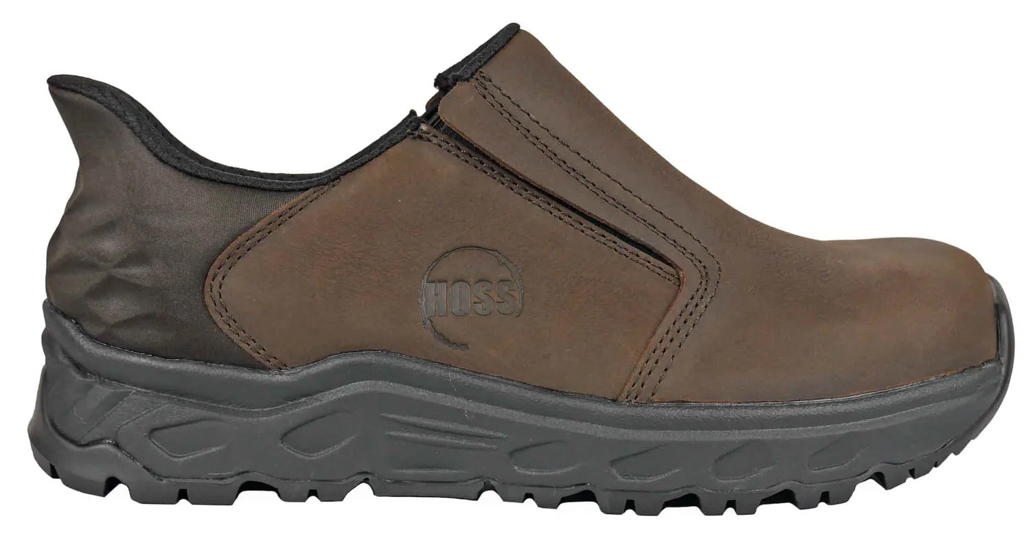Hoss Boots Mens McKee Slip On Soft Toe Brown Leather Work Shoes