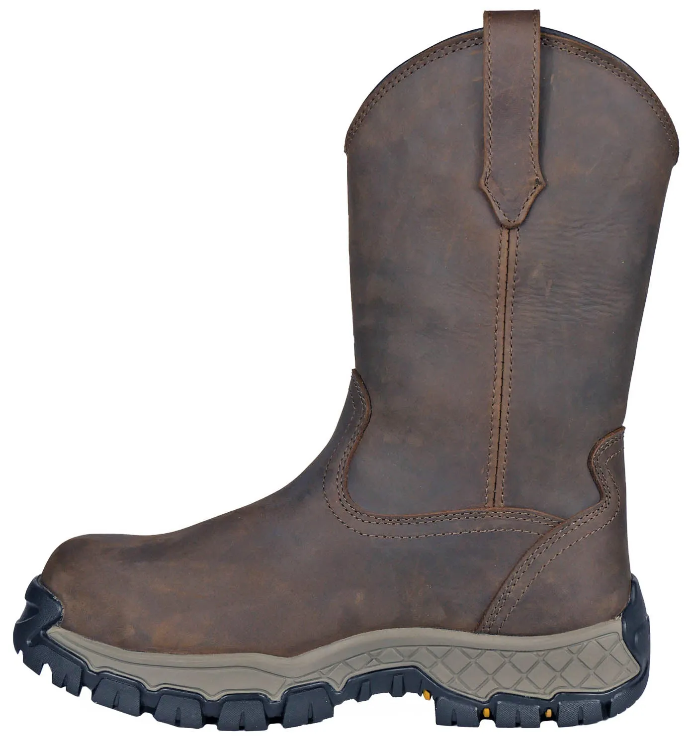 Hoss Boots Mens Recon 11in Wellington CT WP Brown Leather Work Boots