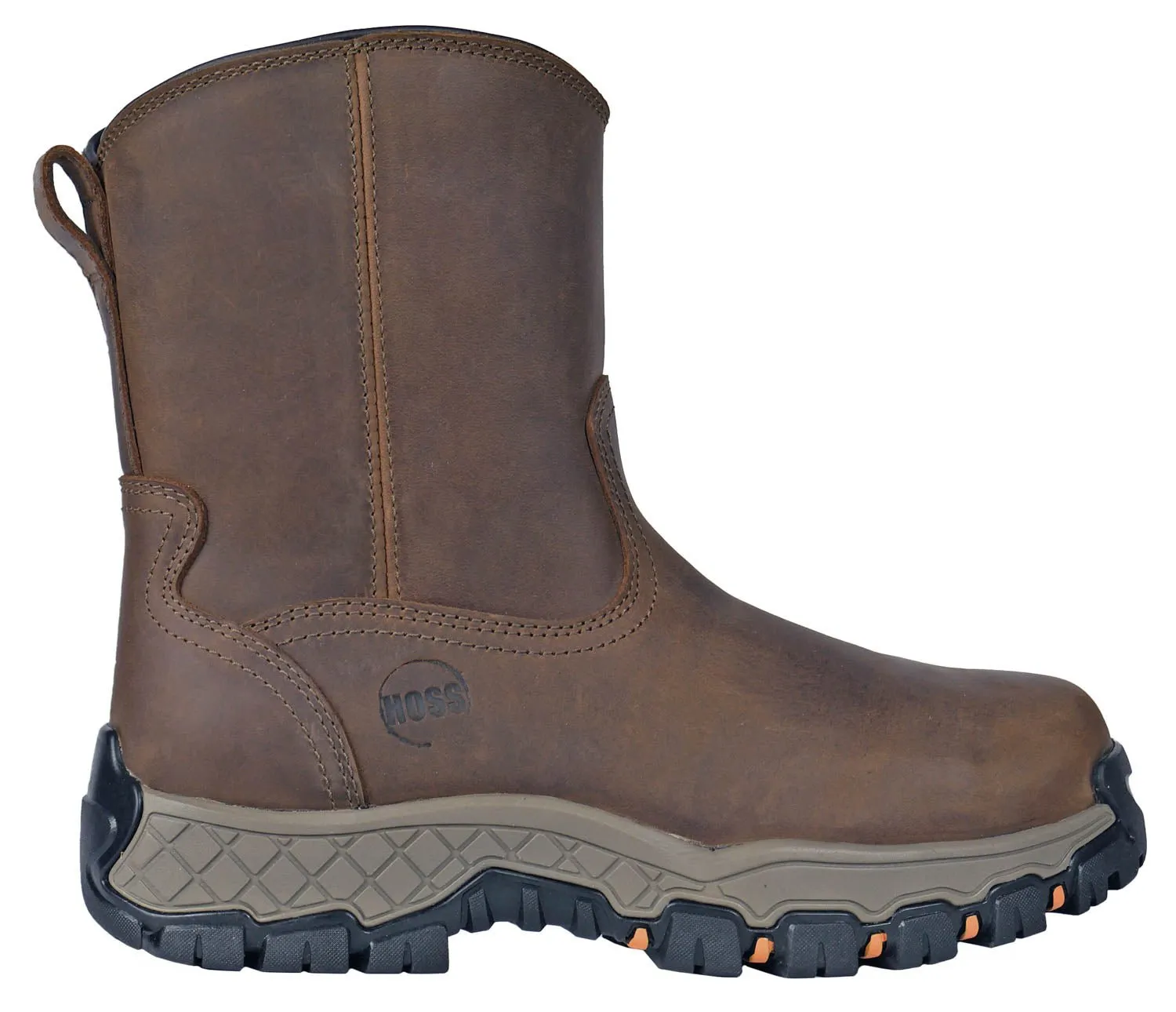Hoss Boots Mens Recon 8in Side Zip CT Brown Leather Work Boots