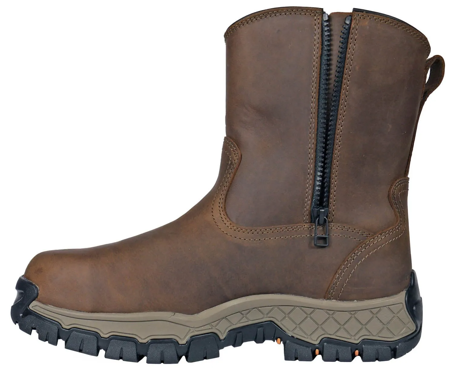 Hoss Boots Mens Recon 8in Side Zip CT Brown Leather Work Boots