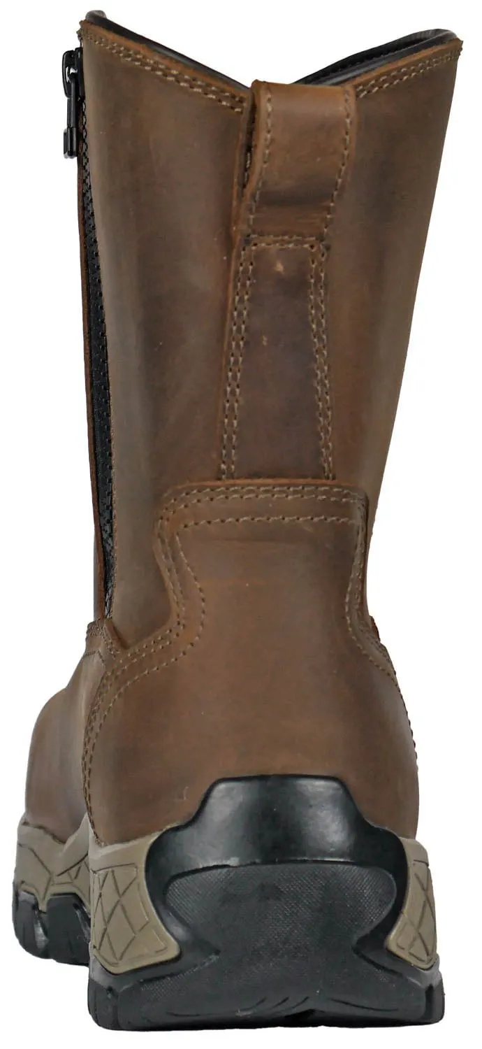 Hoss Boots Mens Recon 8in Side Zip CT Brown Leather Work Boots