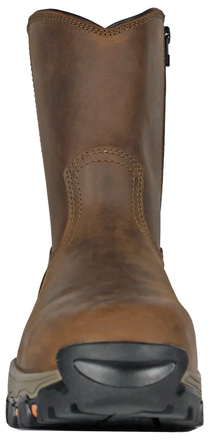 Hoss Boots Mens Recon 8in Side Zip CT Brown Leather Work Boots