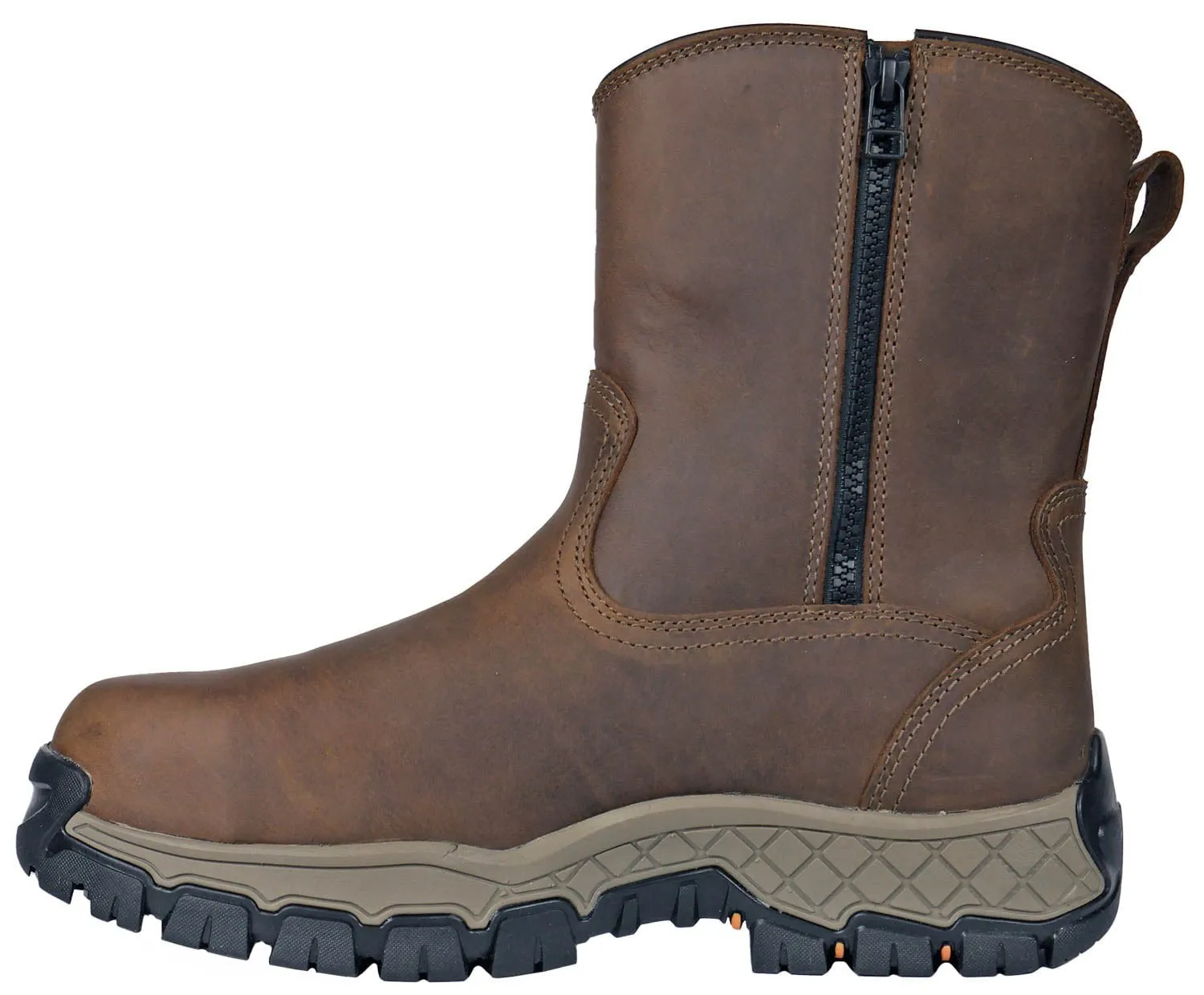 Hoss Boots Mens Recon 8in Side Zip CT Brown Leather Work Boots