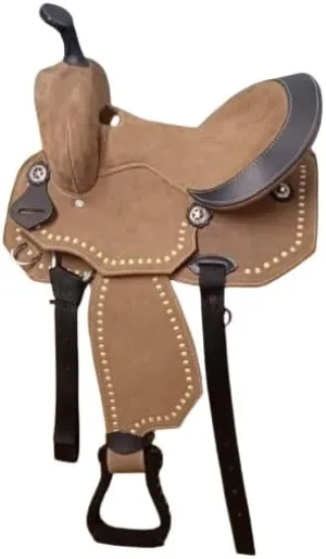 HUMAYL Saddlery Synthetic Western Barrel Racing Horse Saddle Classic Handmade Cordura Lightweight Barrel Racing Saddle Trail Tack Equestrian Horse Saddle Tack Size 10" to 18" inches Seat, S03