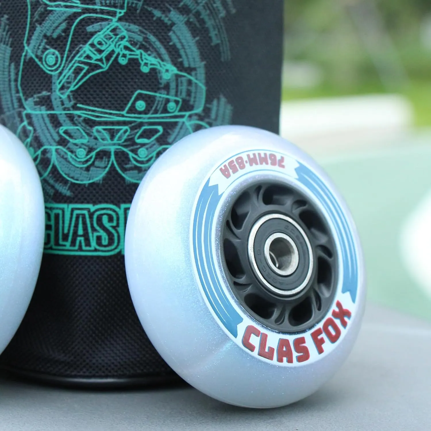 Inline Skate Replacement Wheels With Wheels Bag 72mm/76mm with Bearings ABEC-9 and Floating Spacers for Blades Roller Hockey Skates, 85A Indoor & Outdoor (8-Pack) (72MM)