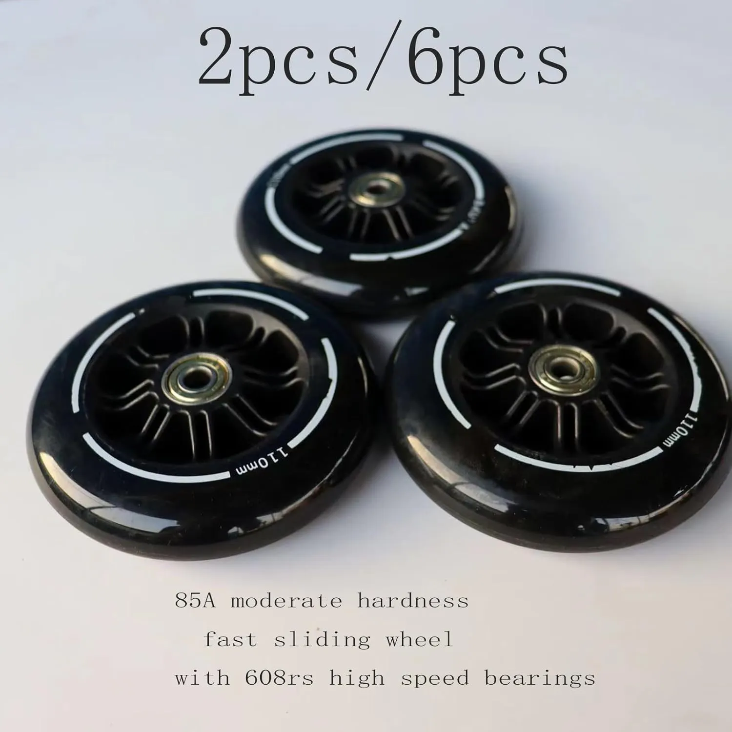 Inline Skate Wheels 110mm 125mm Skate Wheels Professional 85A Inline Speed Skating Shoes Replacement wheel with ABEC-9 Bearings High-Grip (125mm,3)