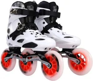 Inline Skates Men's Inline Roller Skates, Three-Wheel Speed Skating Shoes, Professional Roller Skates, Adult Fitness Racing Skates, for Girl Boy (Color : White, Size : US-7.5)