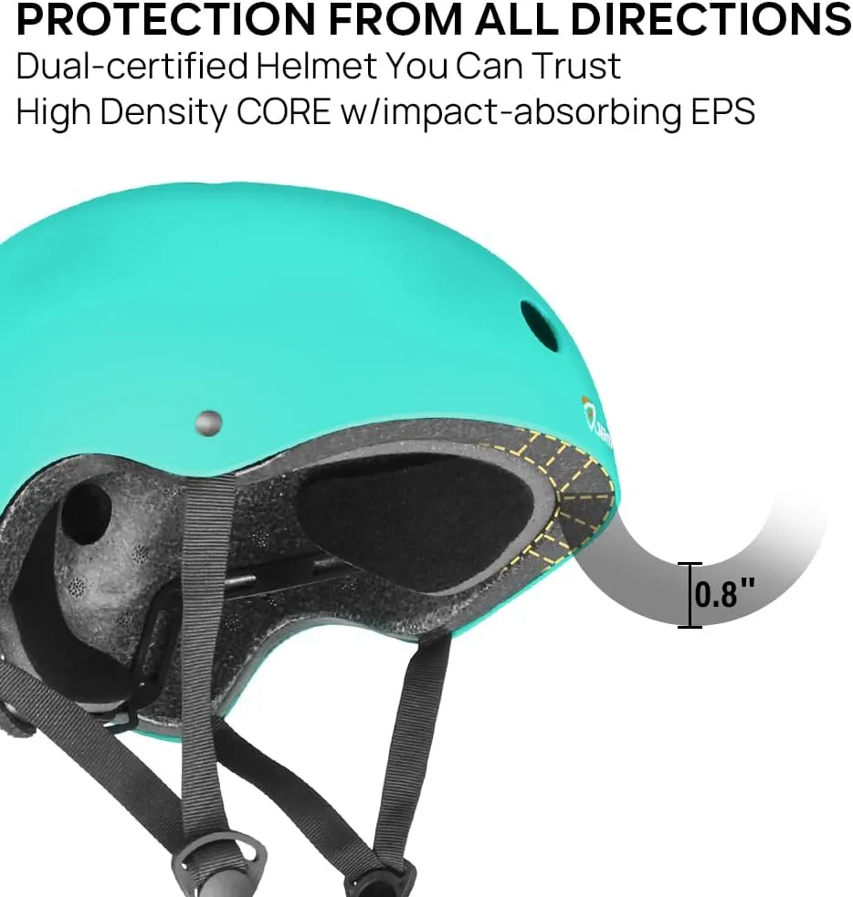 JBM Skateboard Helmet - Lightweight, Adjustable & Ventilated Helmet for Scooter, Roller Skate, Inline Skate