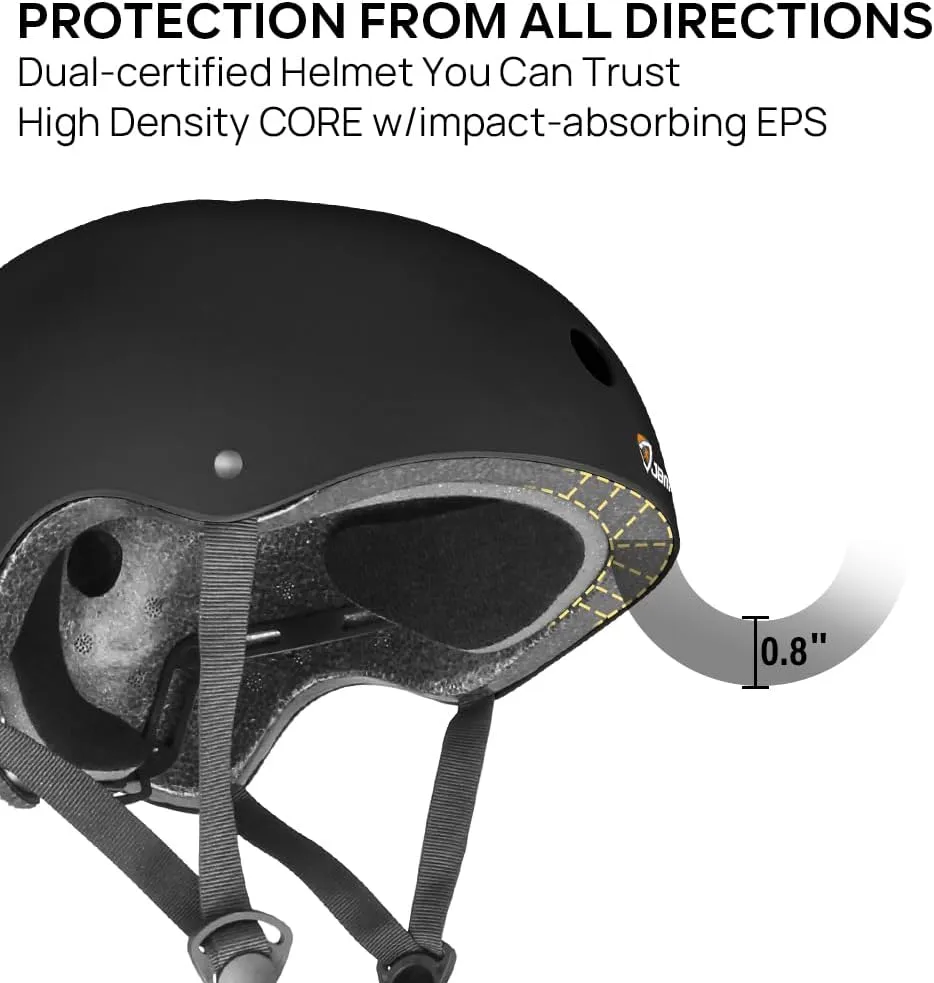 JBM Skateboard Helmet - Lightweight, Adjustable & Ventilated Helmet for Scooter, Roller Skate, Inline Skate