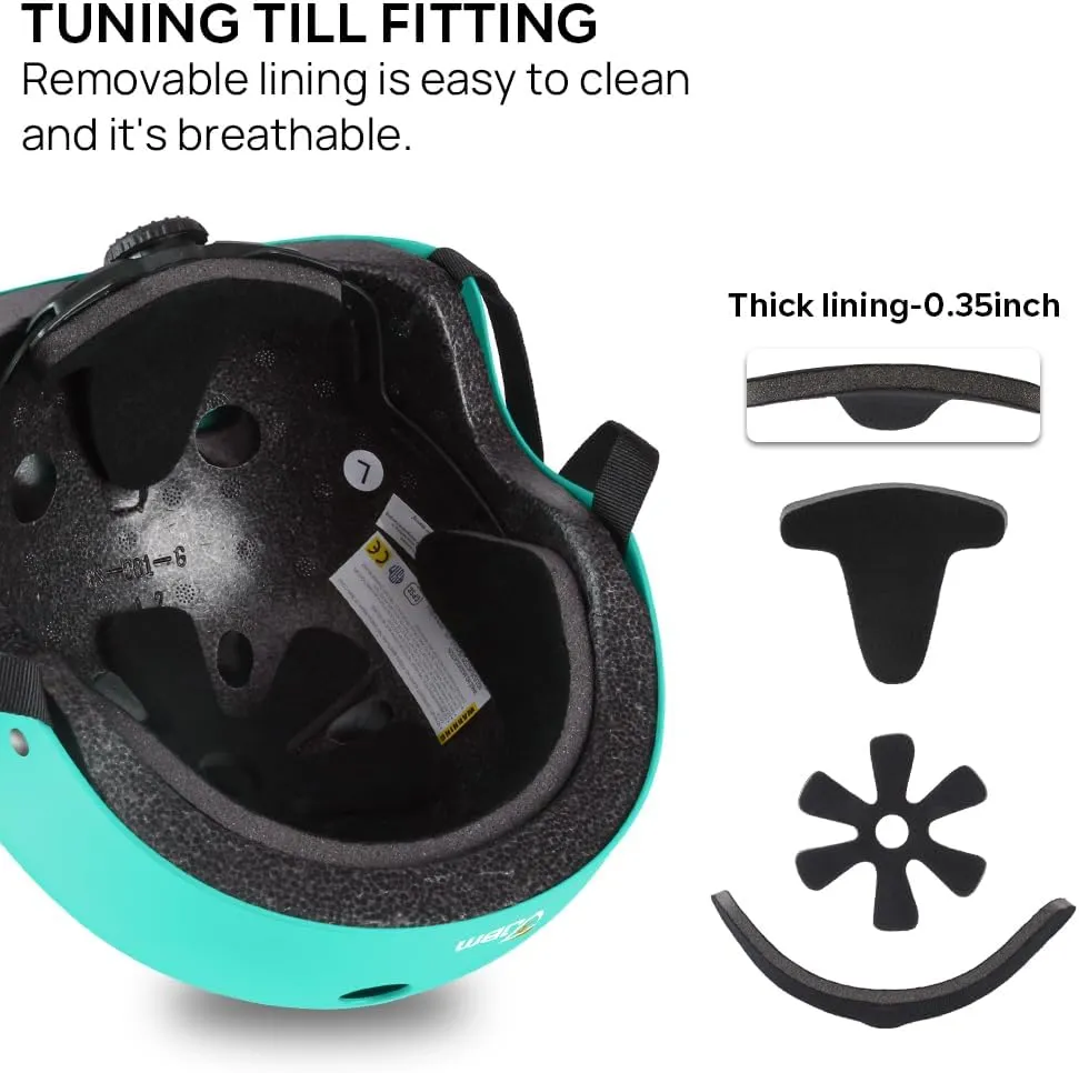 JBM Skateboard Helmet - Lightweight, Adjustable & Ventilated Helmet for Scooter, Roller Skate, Inline Skate