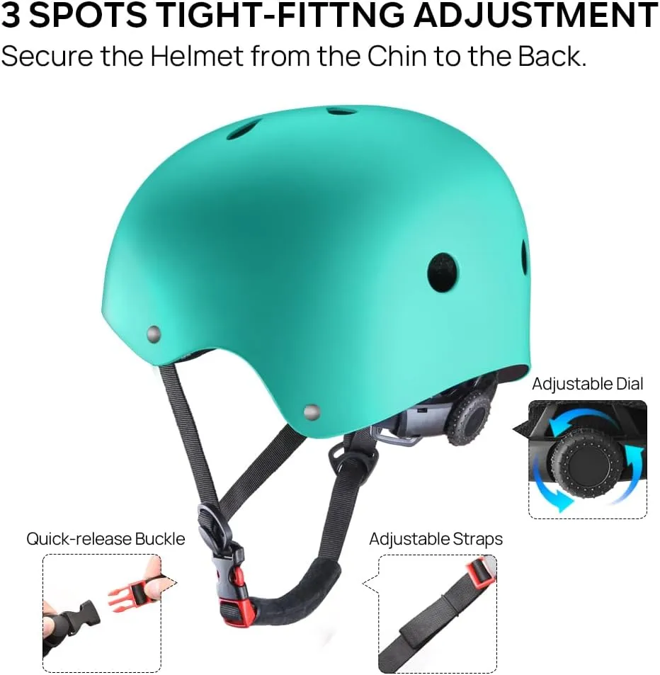 JBM Skateboard Helmet - Lightweight, Adjustable & Ventilated Helmet for Scooter, Roller Skate, Inline Skate