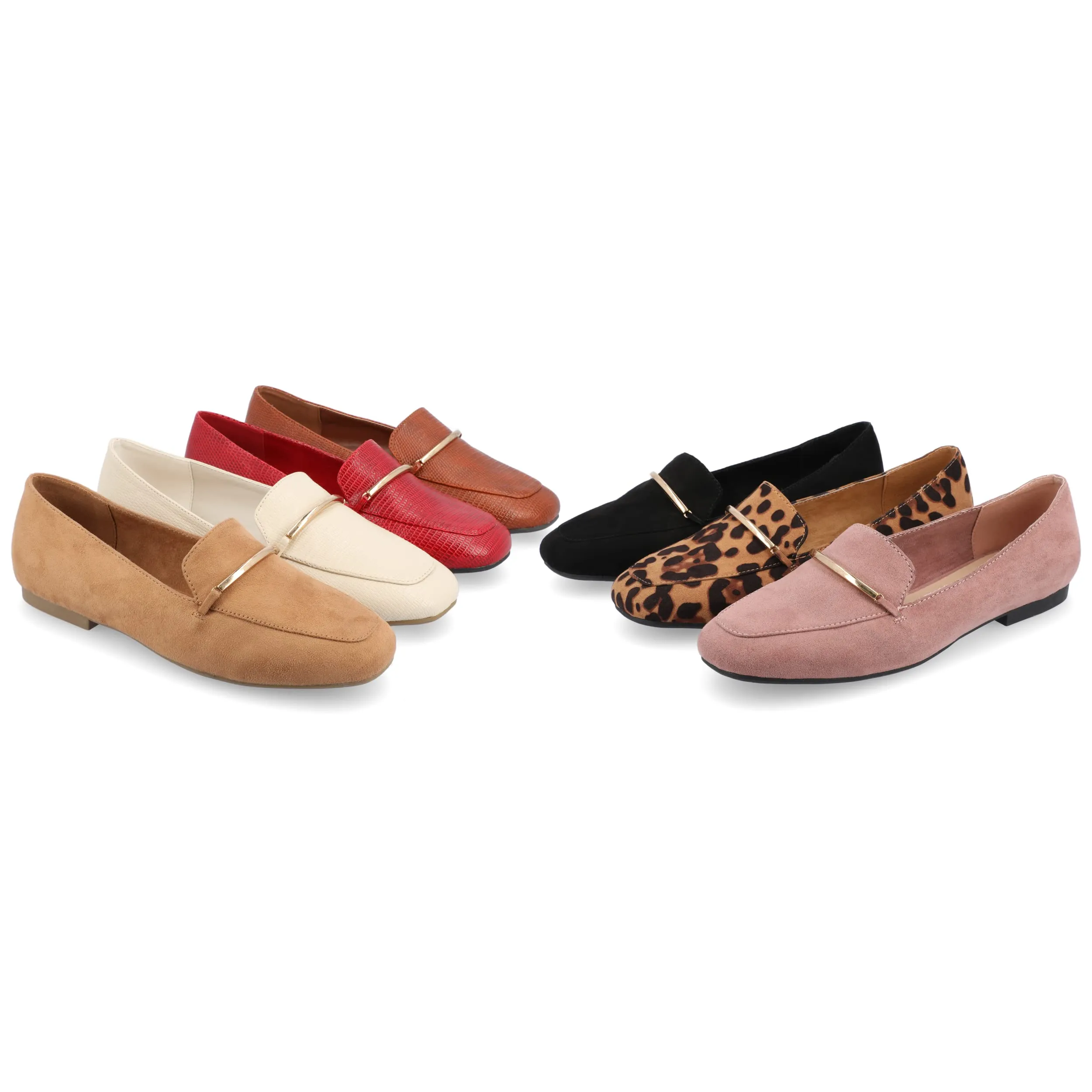 Journee Womens Loafer Flat Notched Topline Square Toe Slip-On Block Heel - Wrenn Casual Dress Shoe Rose 8.5 Medium Womens US