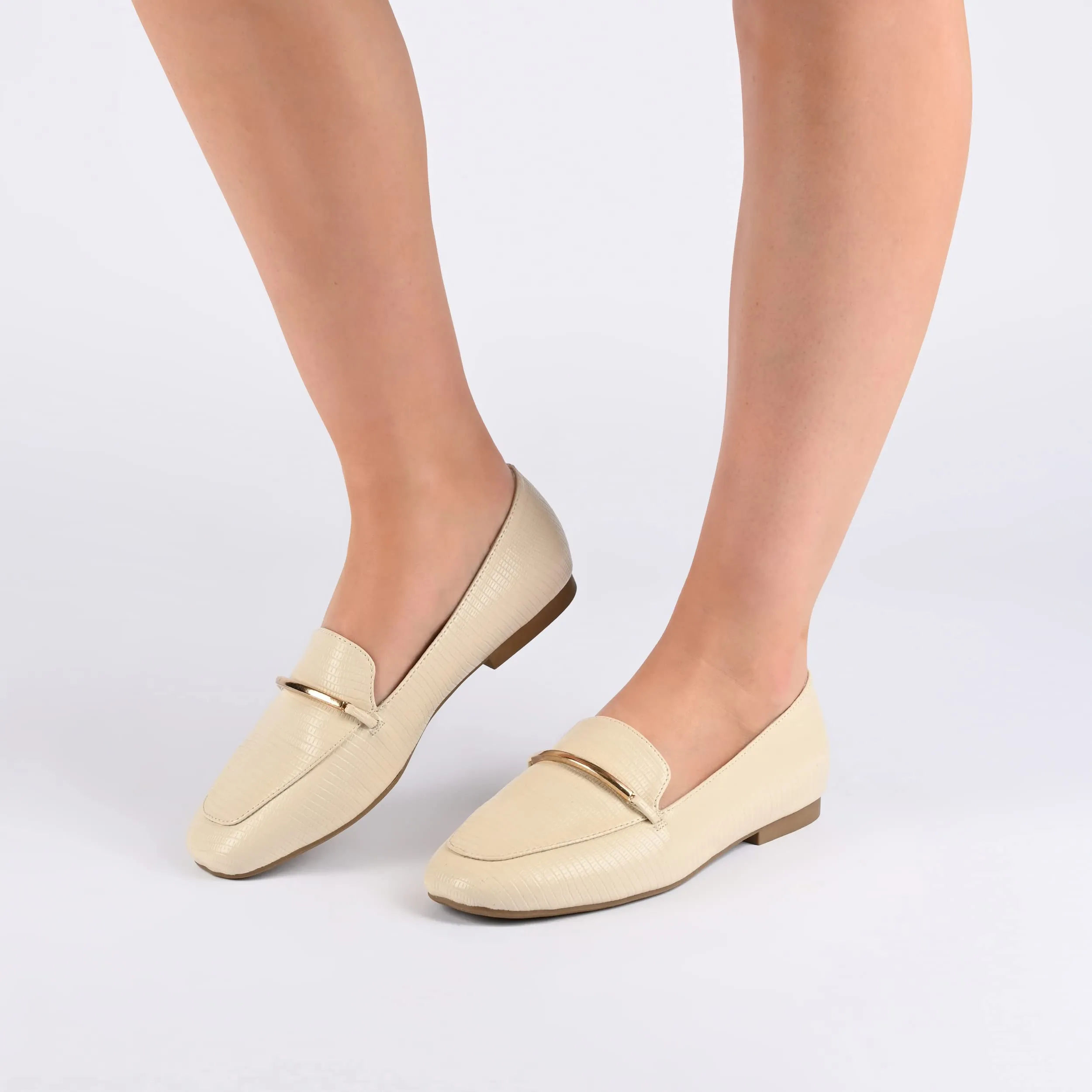 Journee Womens Loafer Flat Notched Topline Square Toe Slip-On Block Heel - Wrenn Casual Dress Shoe Rose 8.5 Medium Womens US