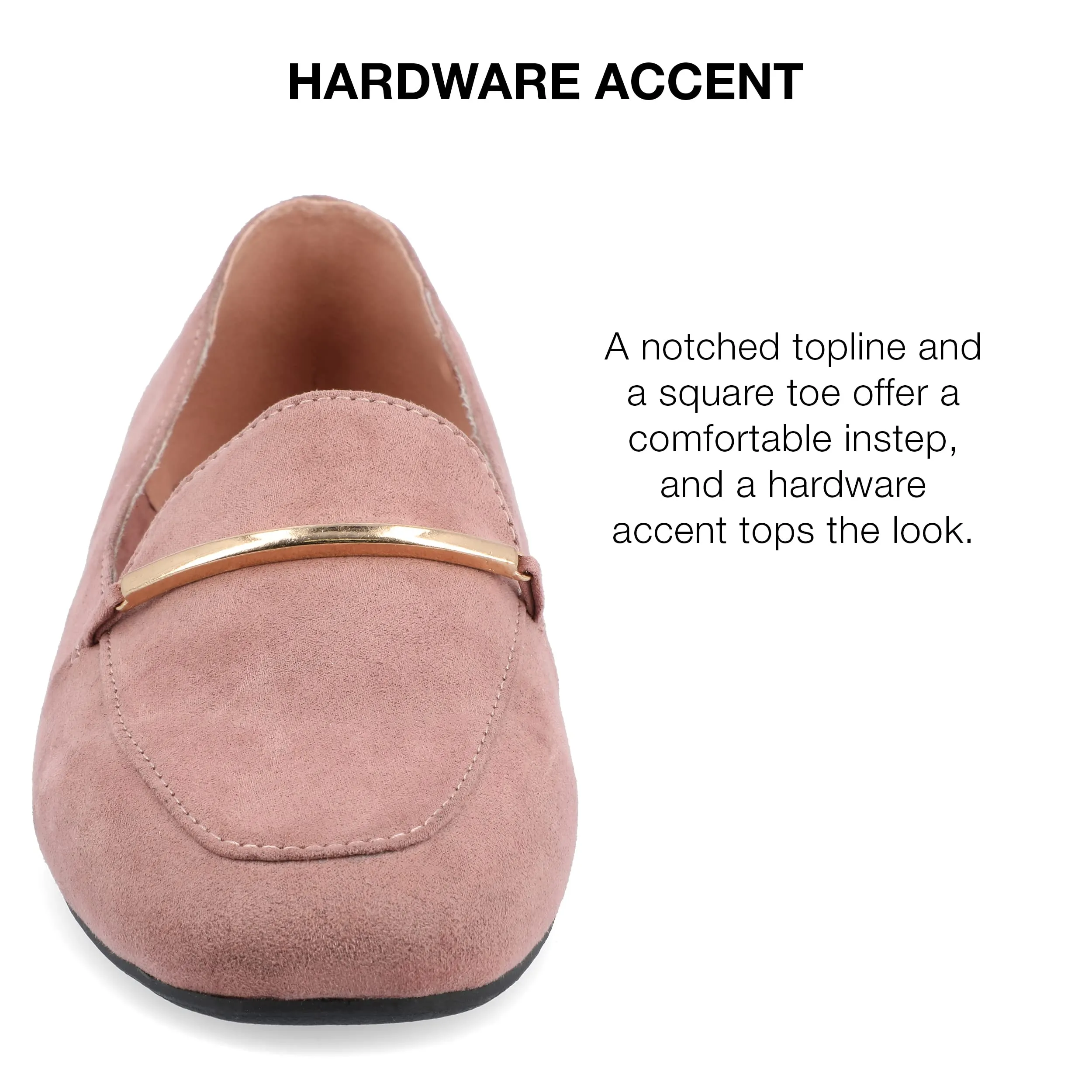 Journee Womens Loafer Flat Notched Topline Square Toe Slip-On Block Heel - Wrenn Casual Dress Shoe Rose 8.5 Medium Womens US