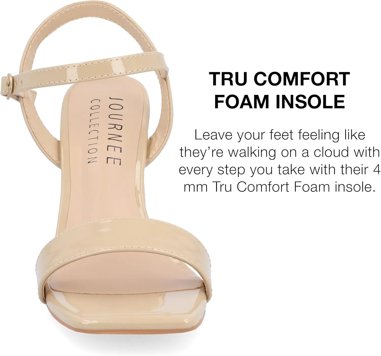 Journee Womens Open Square Toe Band Chunky Block Heel Buckle Ankle Strap Pump Padded Tivona Dress Sandal