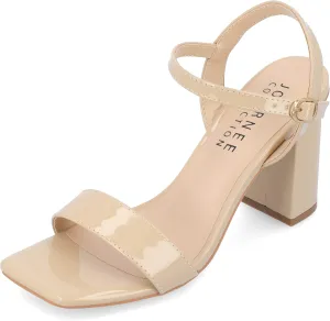 Journee Womens Open Square Toe Band Chunky Block Heel Buckle Ankle Strap Pump Padded Tivona Dress Sandal