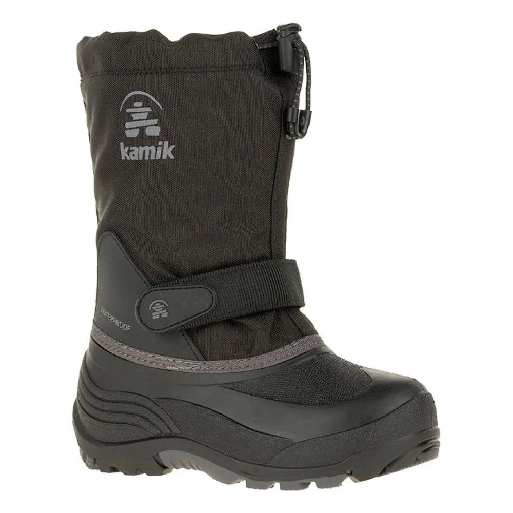 Kamik Boy's Waterbug5 Waterproof Boot Black/Grey (Sizes 1-7)