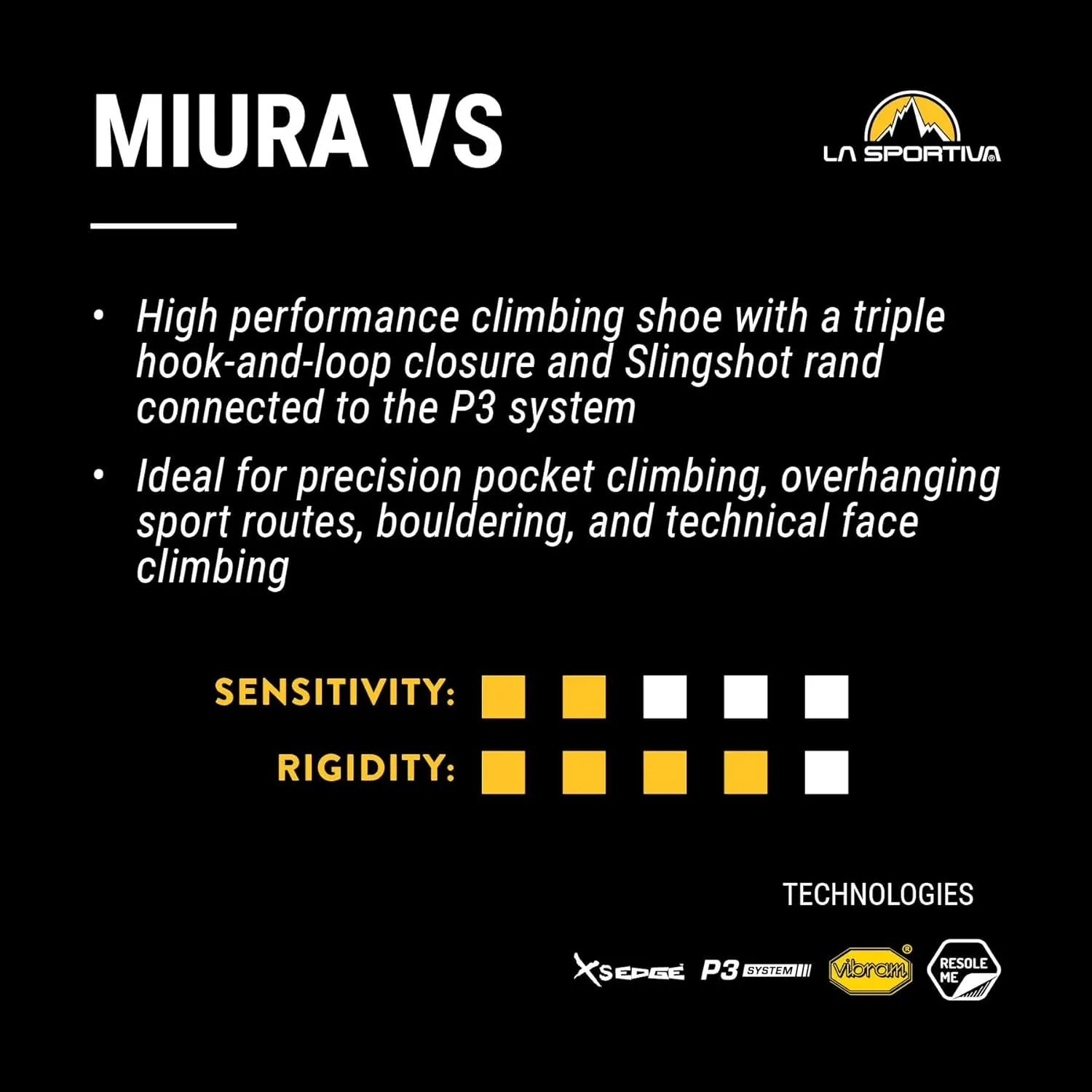 La Sportiva Mens Miura VS Performance Rock Climbing Shoe