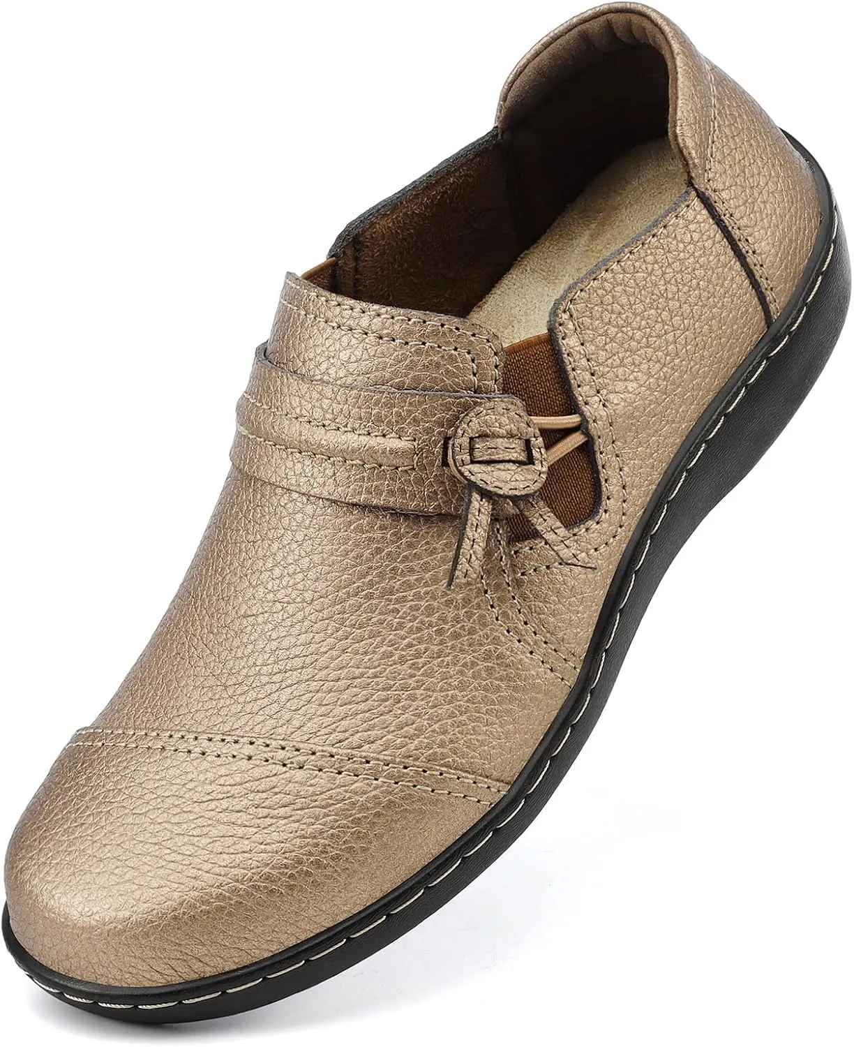 LAZYPOP Women's Classic Comfort Leather Loafers Cute Slip-Ons Casual Dress Shoes Lightweight Walking Flats Everyday Work Shoes