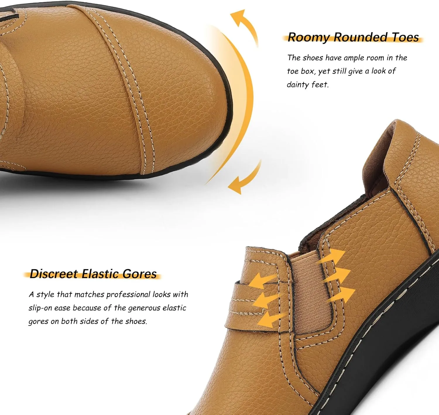 LAZYPOP Women's Classic Comfort Leather Loafers Cute Slip-Ons Casual Dress Shoes Lightweight Walking Flats Everyday Work Shoes