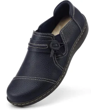 LAZYPOP Women's Classic Comfort Leather Loafers Cute Slip-Ons Casual Dress Shoes Lightweight Walking Flats Everyday Work Shoes