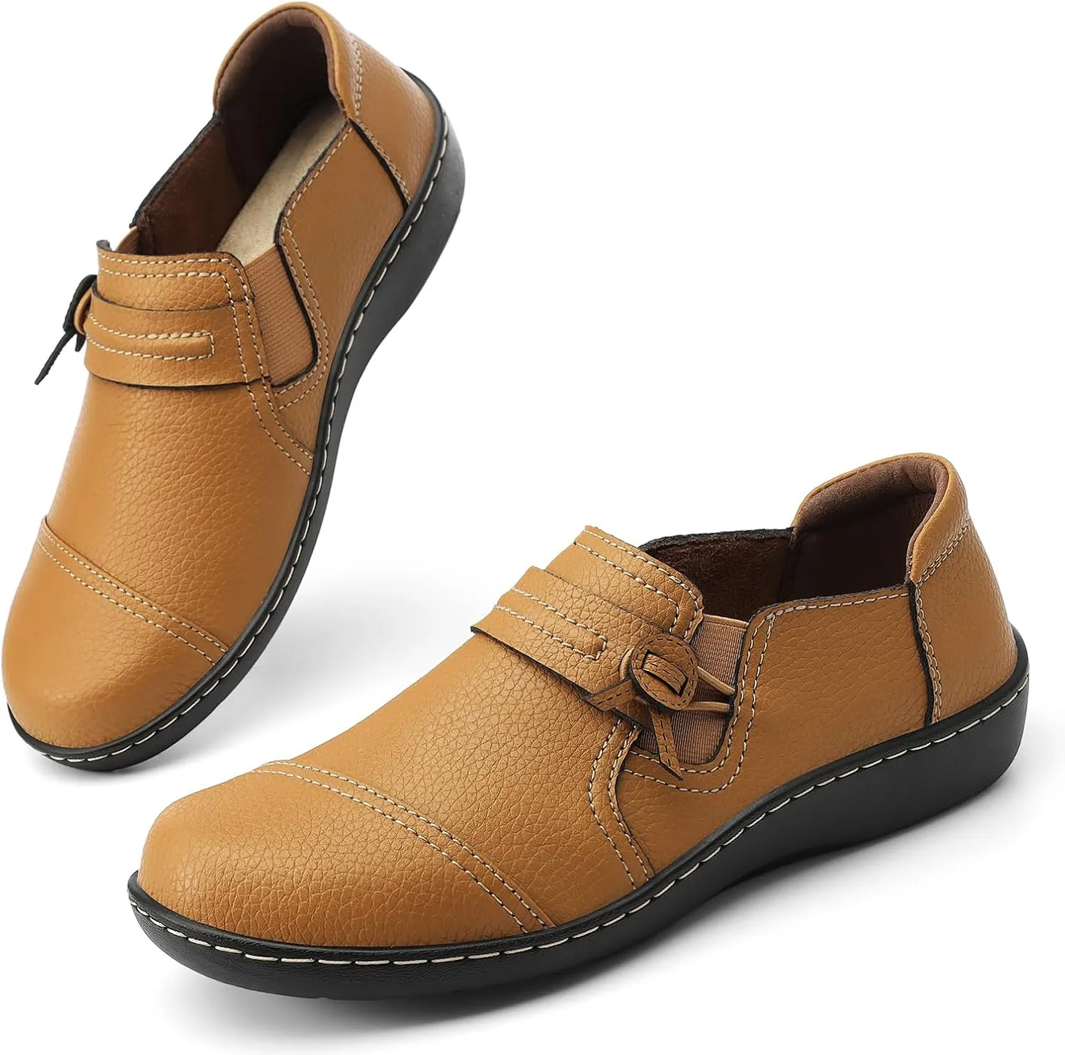 LAZYPOP Women's Classic Comfort Leather Loafers Cute Slip-Ons Casual Dress Shoes Lightweight Walking Flats Everyday Work Shoes
